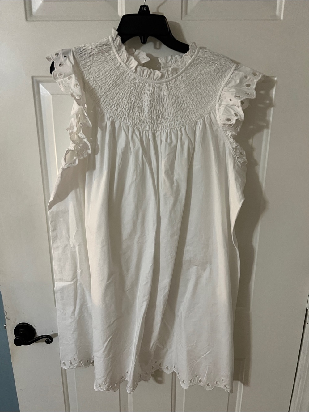 crown & ivy White Eyelet Ruffle Sleeve Sundress